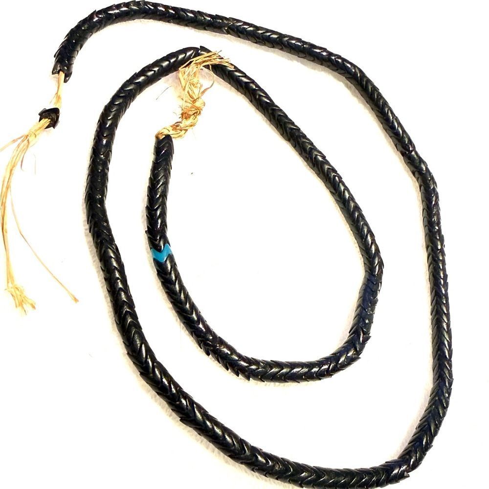Vintage 28” Serrated Black Glass Trade Bead Strand – ¼” Beads